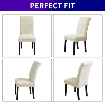 Stretch Chair Covers for Dining Room Set of 2, Removable Washable Dining Room Chair Covers, Dining Chair Slipcovers Seat Protector, Great Home Decor and Banquet Upholstery (Ivory, 2 Pack)