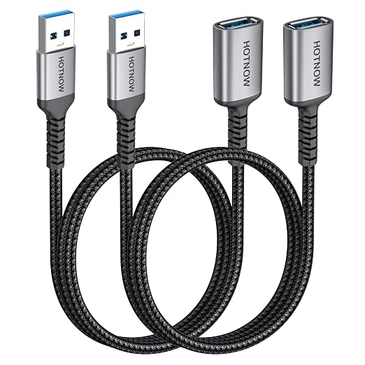 USB 3.0 Extension Cable [3FT 2Pack] Nylon Braided USB A-Male to A-Female Extender Compatible with Webcam, Camera, Hub, Mouse, Keyboard, Hard Drive, Headset,Gamepad, Printer, Memory Disk.