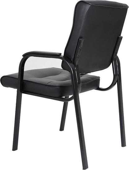 SUPER DEAL Office Guest Chair Bonded Leather Executive Side Chair Reception Chair with Solid Metal Frame Home Office Furniture, Set of 2