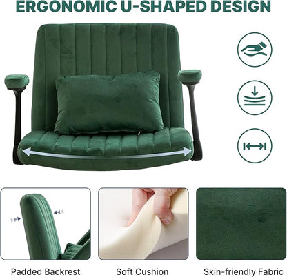 Criss Cross Chair with Armrest,Cross Legged Chair with Wheels,Adjustable Reclining Office Chair - Modern for Home Office, Meditation & Creative Work (Green)