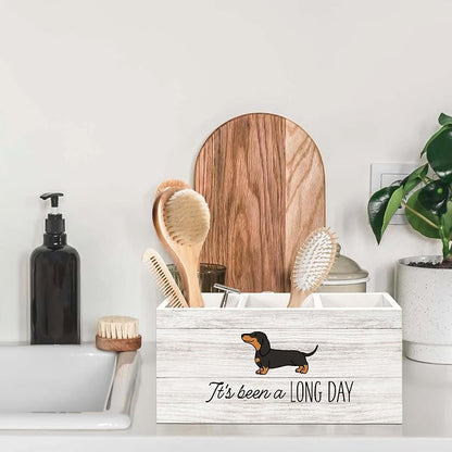 Dachshund Gifts Dog Pen Holder for Desk, Funny Dachshund Pencil Organizer, Gifts for DachshundLovers Owners, It's Been A Long Day Wooden Pen Holder Desk Accessories Decor for Home Office