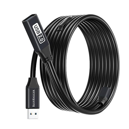 BlueRigger 2.0 Active USB Extension Cable 50FT (USB Extender Cord, 480 Mbps, Male to Female, in-Wall CL3 Rated) Long USB Extension Cord for Webcam, VR Headset, Printer, Hard Drive, Keyboard, Mouse