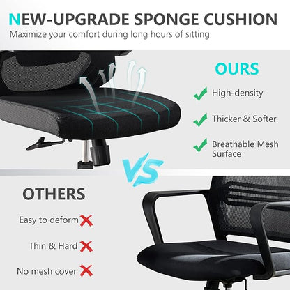 balmstar Office Chair Desk Chair, Ergonomic Mesh Computer Chair with 90-130° Recline & 360° Smooth-Rolling Casters, Adjustable Lumbar Support Task Chair, Comfortable for Women, Teens(A-All Black)