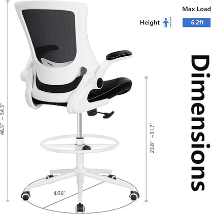 Misolant Drafting Chair, Tall Office Chair for Standing Desk, High Office Chair with Adjustable Lumbar Support and Footrest Ring, Standing Desk Chairs Adjustable Height
