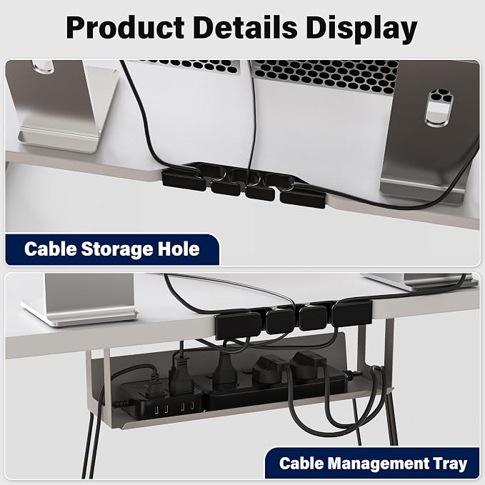 Electric Standing Desk, 63 x 30 Inch Extra Large Desktop, Adjustable Height Sit Stand Desk, Home Office Workstation for Dual & Triple Monitor, White