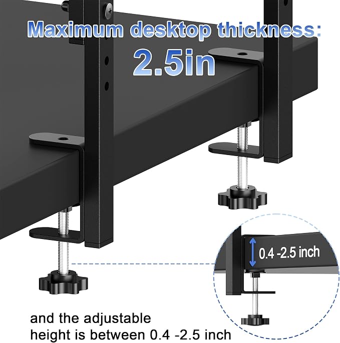 2-Tier Desk Shelf, Expandable Under Desk Storage, Clamp on Desk Shelf, Desktop Accessories for Offices, Study Rooms, and Game Rooms (Wood)