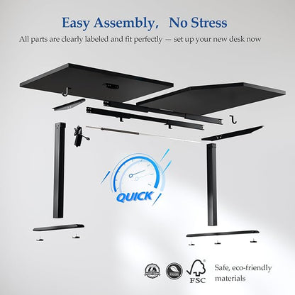 Klicelor L Shaped Standing Desk 63 x 35.4 Inch, Electric Height Adjustable Corner Desk for Home Office Workstation, Ergonomic Sit Stand Computer Table with Memory Controller, Black