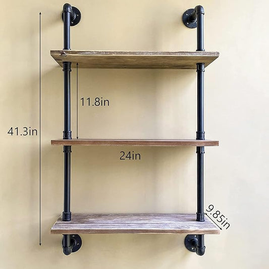HDDFER Industrial Pipe Shelving Bathroom Shelves Over Toilet 24 Inch,Rustic Wall Shelves,Industrial Floating Shelves for Wall Pipe Shelf Farmhouse Shelf for Kitchen
