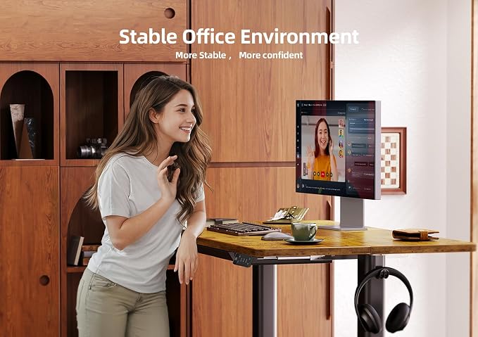 Claiks Standing Desk with Drawers, 55x24 Inch Electric Adjustable Height Sit Stand Up Desk Computer Workstation, Rustic Brown