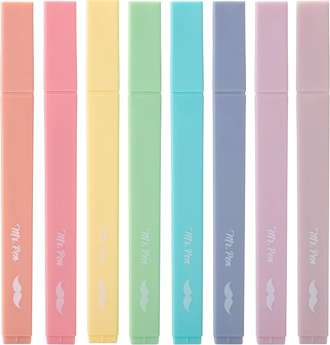 Mr. Pen- Aesthetic Highlighters No Bleed, 8 Pack, Candy Colors | Chisel Tip, Cute Highlighters Assorted Colors for Journaling, Highlighting, Underlining, Fast Dry, Back to School Supplies