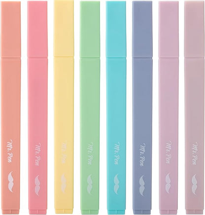 Mr. Pen- Aesthetic Highlighters No Bleed, 8 Pack, Candy Colors | Chisel Tip, Cute Highlighters Assorted Colors for Journaling, Highlighting, Underlining, Fast Dry, Back to School Supplies