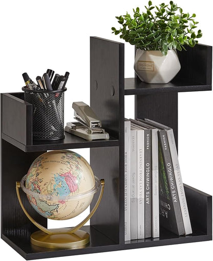 Aibiju Book Organizer for Desk, Cute Desk Top Organizing, Tree Bookshelf Unique Nursery Bookcase, Book Ends for Desk, Book Holder for Shelf Black YD-DSR002B