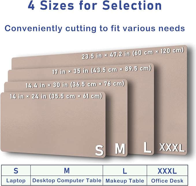 Boutilon Leather Desk Pad Protector,Non-Slip Mouse Pad,Laptop Desk Pad,Office Mouse Mat,Waterproof Leather Desk Blotter,Desk Writing Pad for Office and Home (M-Champagne,30"x14")