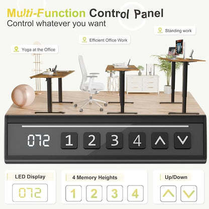 Furmax Electric Standing Desk, 45 x 24 Inches Sit Stand up Desk, Sit Stand Height Adjustable Home Office Desk with 4 Height Position Memory (Rustic Brown, 45)