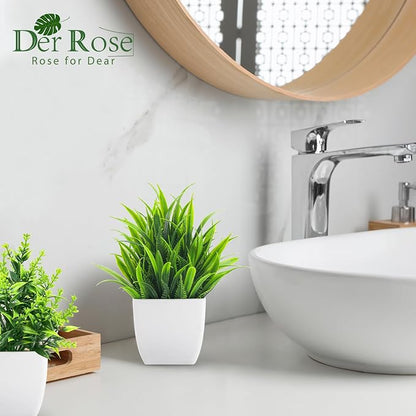 Der Rose 4 Pack Fake Plants Small Artificial Mini Faux Plants Indoor for Room Home Office Shelf Decor