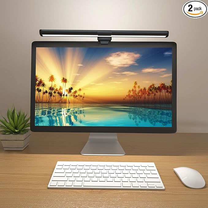 OOWOLF Monitor Light Bar, Ra90 Computer Monitor Lamp for Eye Caring, USB Reading Lamp Task Lamp, Dimmable Light Bar with Memory, No Glare Space Saving Home Office 16.20" 2-Pack