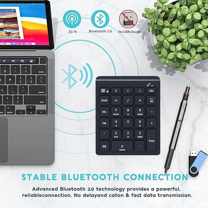 Lekvey Bluetooth Number Pad for Laptop, Wireless Numeric keypad, 28 Keys Numpad Number Keypad Bluetooth 10 Keys Number Pad for Laptop, MacBook Air/Pro, iMac, Surface Pro, etc