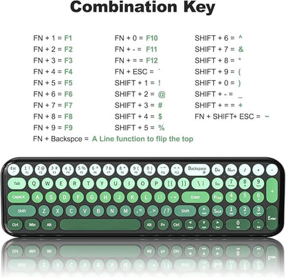 MOFII Wireless Keyboard and Mouse Combo, Full Size 2.4G Retro Round Computer Keyboard and Mouse Set, Plug and Play, for Windows, Computer, Desktop, PC, Notebook - (Green Gradient)
