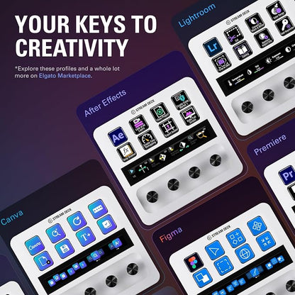 Elgato Stream Deck + White, Audio Mixer and Studio Controller | LCD keys, dials and touch strip, Compatible with Zoom, Teams, Office apps, Unlocks Wave Link mixing, Works Mac and PC