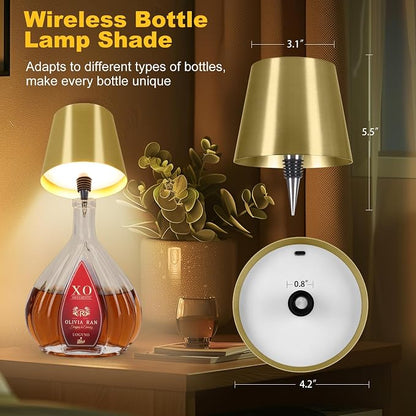 Wireless Bottle Lamp, 2026 New 3 Color Rechargeable Led Wine Bottle Lights for Bars Restaurants (Electroplated Gold Color, 1PC)