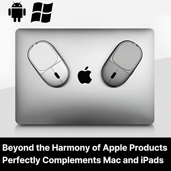 Magnito – Magnetic Wireless Bluetooth Mouse for MacBook, iPad, Laptop, Windows, Chrome OS, Linux – Compact & Portable, Slim, Lightweight, Quiet Clicks – The Best Travel Mouse (Silver)