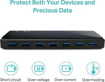 TP-Link Powered USB Hub 3.0 with 7 USB 3.0 Data Ports and 2 Smart Charging USB Ports. Compatible with Windows, Mac, Chrome & Linux OS, with Power On/Off Button, 12V/4A Power Adapter(UH720)