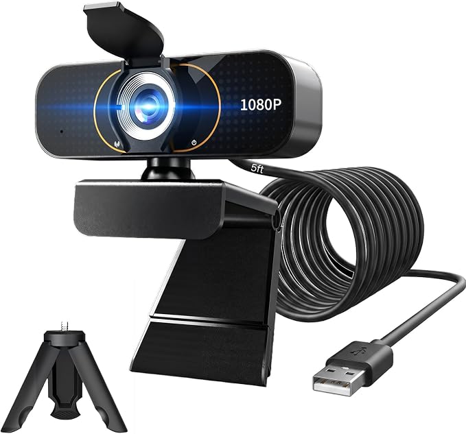 1080P Webcam for PC & Laptop with Microphone — Stay Connected | Plug and Play No Driver, Crystal Clear Video Auto Lighting, Privacy Physically Protected, Mount It Anywhere in Seconds
