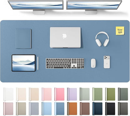 YSAGi Leather Desk Pad Protector, Office Desk Mat, Large Mouse Pad, Non-Slip PU Leather Desk Blotter, Laptop Desk Pad, Waterproof Desk Writing Pad for Office and Home (Blue,55" x 24")