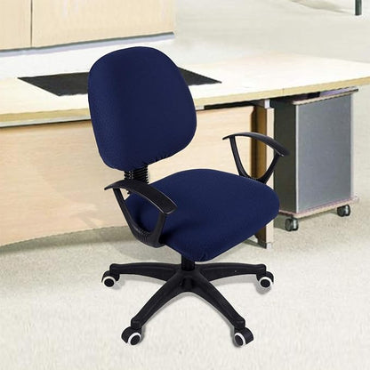 Smiry Stretch Jacquard Office Computer Chair Covers, Removable Washable Universal Desk Rotating Chair Slipcovers Protector, Seat + Backrest Cover, Navy Blue
