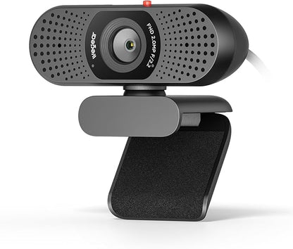wegear Full HD 1080p Webcam for PC, Laptop & Desktop, Built-in Dual Microphones, Privacy Cover, 85°FOV, Fixed Focus, Plug & Play USB-A Computer Camera for Zoom, Teams, FaceTime, Google Meet, Streaming
