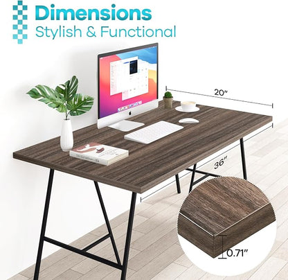 Kaboon Universal Tabletop 36"x20", Solid One-Piece Melamine Table Top, Double L Floating Desk DIY, Home and Office,Eucalyptus