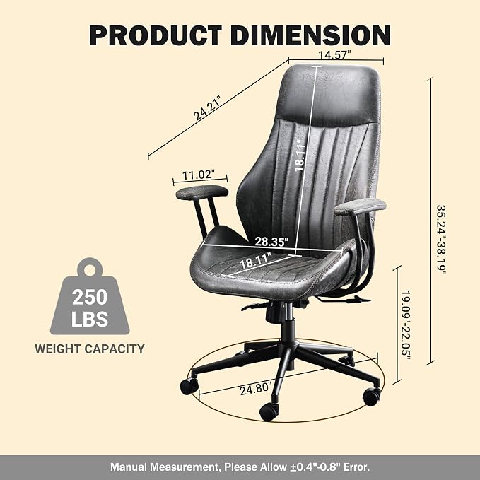 Home Office Chair,Ergonomic Computer Chair with Lumbar Support Adjustable Height,Mid-Century Modern Office Chair with Rolling Swivel Chair for Home Office Game Study(Suede High Back Chair,Gray)