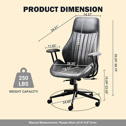 Home Office Chair,Ergonomic Computer Chair with Lumbar Support Adjustable Height,Mid-Century Modern Office Chair with Rolling Swivel Chair for Home Office Game Study(Suede High Back Chair,Gray)