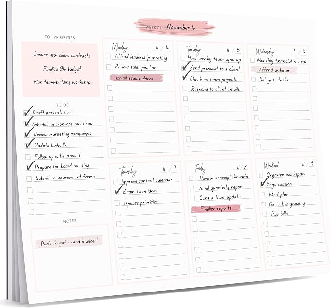 Lamare Weekly Planner Notepad – Premium Undated Weekly To Do List Notepad