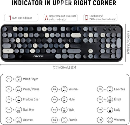 FOPETT Keyboard and Mouse Sets Wireless Keyboard and Mouse Sets,Reliable 2.4 GHz Connectivity for PC,Laptop,Smart TV and More (Grey Colorful)