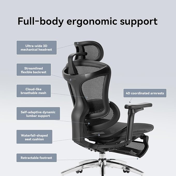 SIHOO Doro C300 Ergonomic Office Chair with Footrest, Ultra Soft 3D Armrests, Dynamic Lumbar Support for Home Office Chair, Adjustable Backrest Desk Chair, Big and Tall Computer Chair 2 Packs (Black)