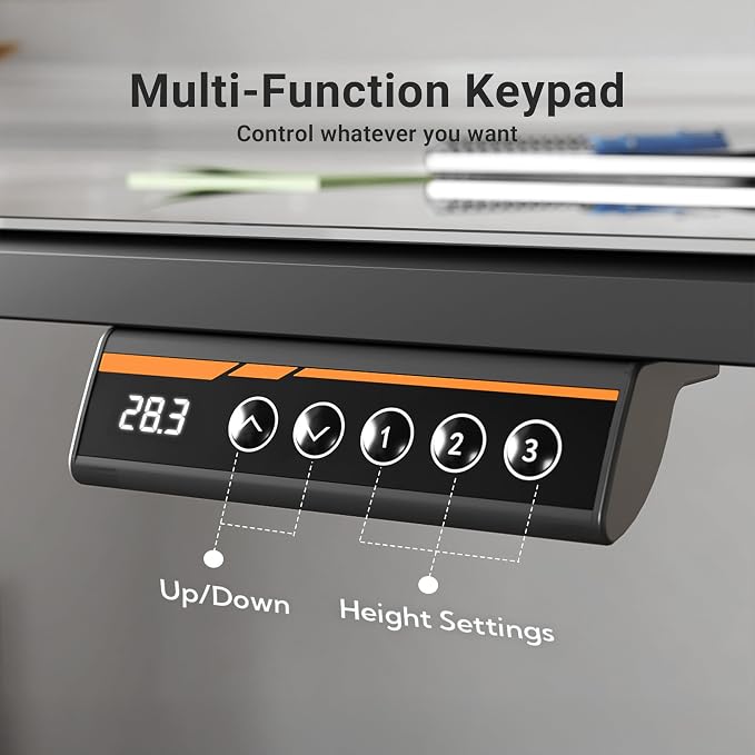 Claiks Glass Standing Desk, 40x24 Inch Small Stand Up Desk Electric Adjustable Height Quick Install Computer Desk for Home Office, Super Black