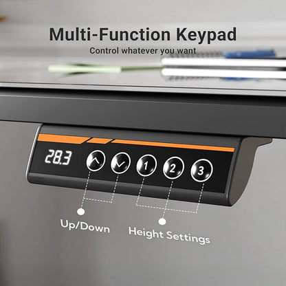 Claiks Glass Standing Desk, 40x24 Inch Small Stand Up Desk Electric Adjustable Height Quick Install Computer Desk for Home Office, Super Black