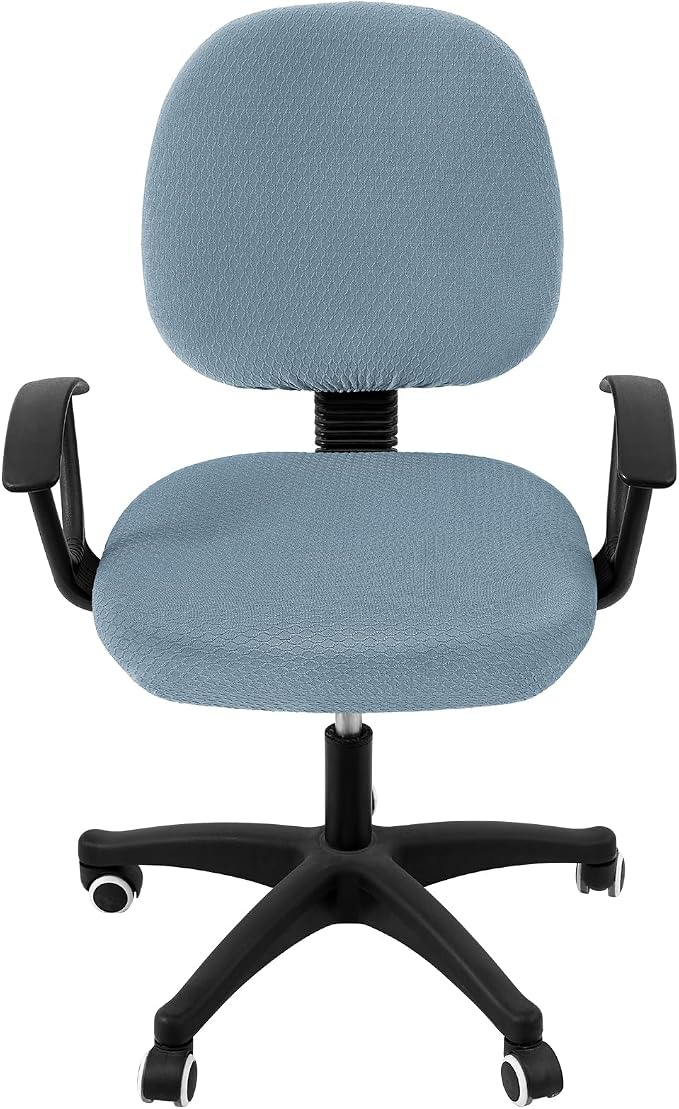 Smiry Stretch Jacquard Office Computer Chair Covers, Removable Washable Universal Desk Rotating Chair Slipcovers Protector, Seat + Backrest Cover, Airy Blue