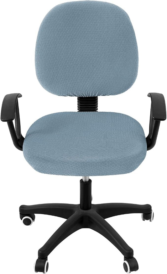 Smiry Stretch Jacquard Office Computer Chair Covers, Removable Washable Universal Desk Rotating Chair Slipcovers Protector, Seat + Backrest Cover, Airy Blue