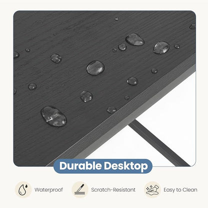 DUMOS 48 Inch L Shaped Gaming Desk Corner Computer Desks Home Office PC Table for Writing Working Study Bedroom with Reversible Storage Shelves,Black