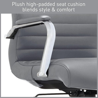 Realspace® Modern Comfort Series Winsley Bonded Leather Mid-Back Chair, Gray