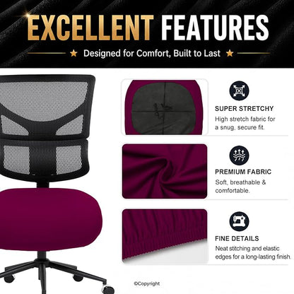 DIVA EN CAMINO DEC Stretchable Desk Office Chair Seat Cushion Covers - Universal Spandex Computer Chair Slipcover - Removable Washable Cushion Protectors for Dogs, Cats, Pets