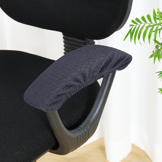 Smiry Stretch Jacquard Office Computer Chair Armrest Covers, 2PCs Removable Washable Anti-dust Desk Chair Arm Pad Covers, Dark Grey