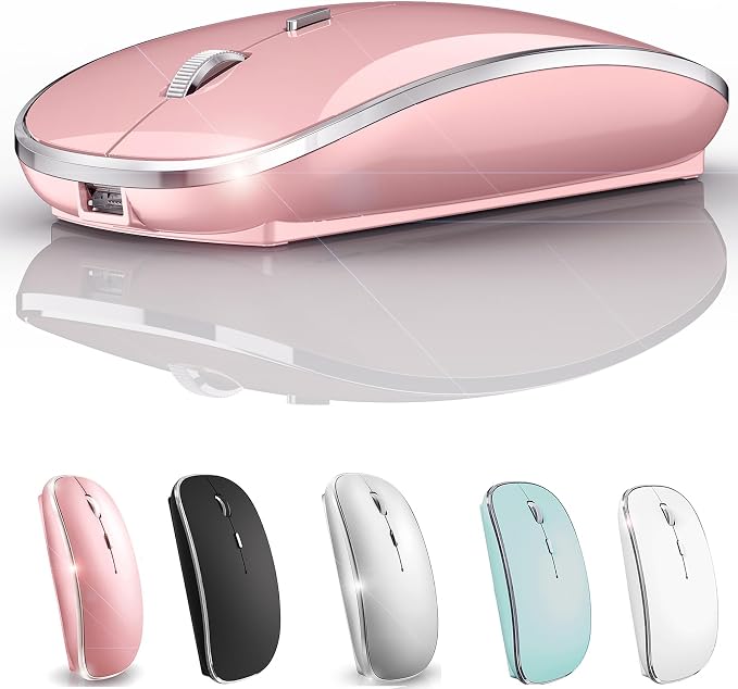 Wireless Bluetooth Mouse for iPad pro iPad Air Mac MacBook Pro MacBook Air Laptop iMac Chromebook Win8/10/11 HP DELL PC (Pink)