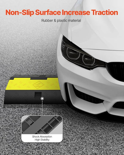 Happybuy 3 Pack of 2 Channel 11000lbs per Axle Capacity Protective Wire Cord Ramp Driveway Rubber Traffic Speed Bumps Cable Protector