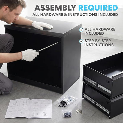 SIMPLI-Magic 3-Drawer Mobile File Cabinet with Lock - Under Desk Rolling Metal Filing Cabinet, Letter/Legal/A4, Fully Assembled, Home Office Organizer, Black