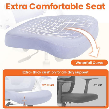 NEO CHAIR Office Desk Chair Gaming Computer High Back Support Mesh Comfy Seat with Adjustable Ergonomic Headrest Lumbar Rolling Flip-up Armrests and Wheels (Purple)