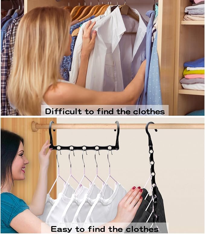 6 Pack Closet Organizers and Storage Stronger, College Dorm Room Essentials for Girls Guys, Magic Clothes Hangers Space Saving Hangers with 5 Holes Closet Storage for Heavy Clothes, Home Organization