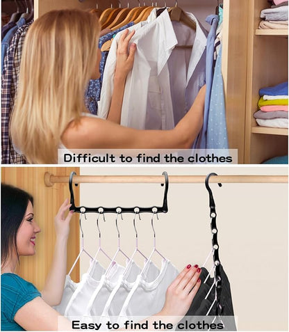 4 Pack Closet Organizers and Storage, College Dorm Room Essentials for Girls Guys, Stronger Space Saving Hangers Clothes Hanger with 5 Holes Closet Storage for Heavy Clothes, Magic Home Organization